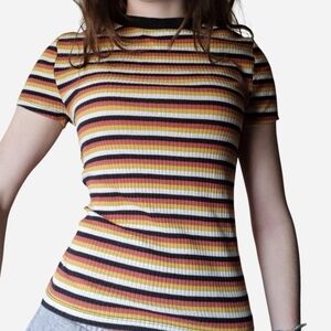 Colorful Striped Ribbed Tee: No Boundaries